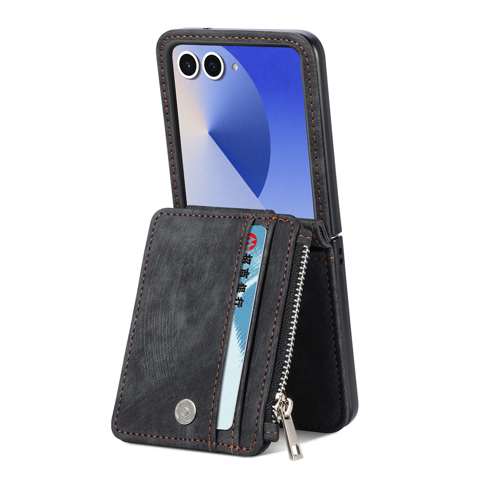 Mobilfodral Multi-slot Zipper Samsung Galaxy Z Flip 7 Svart
