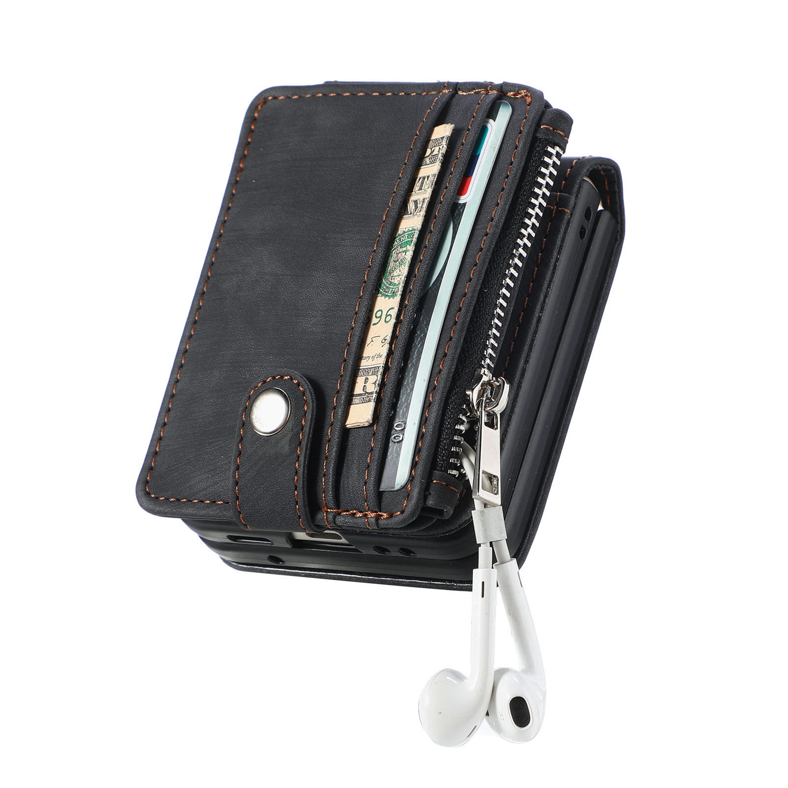 Mobilfodral Multi-slot Zipper Samsung Galaxy Z Flip 7 Svart
