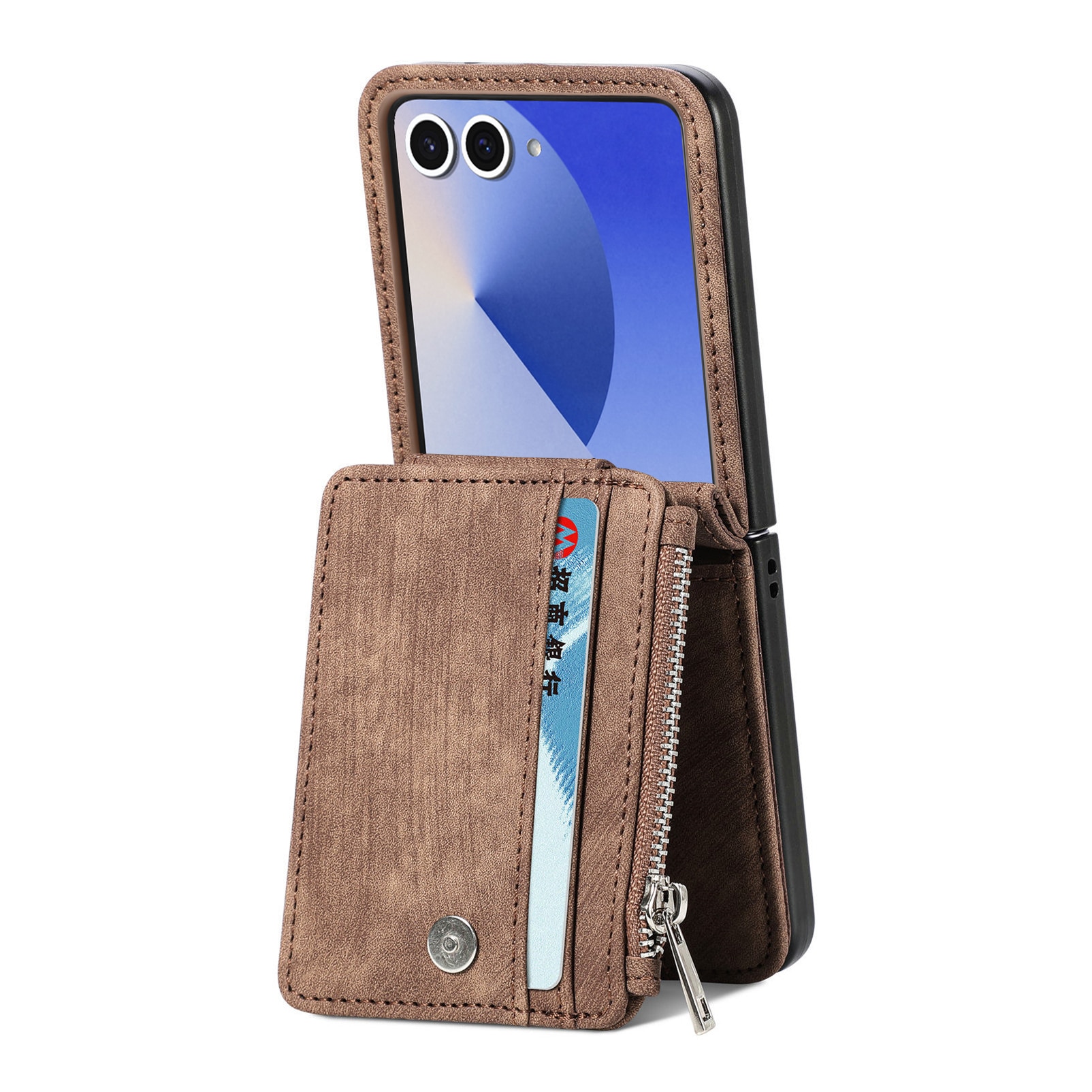 Mobilfodral Multi-slot Zipper Samsung Galaxy Z Flip 7 Brun
