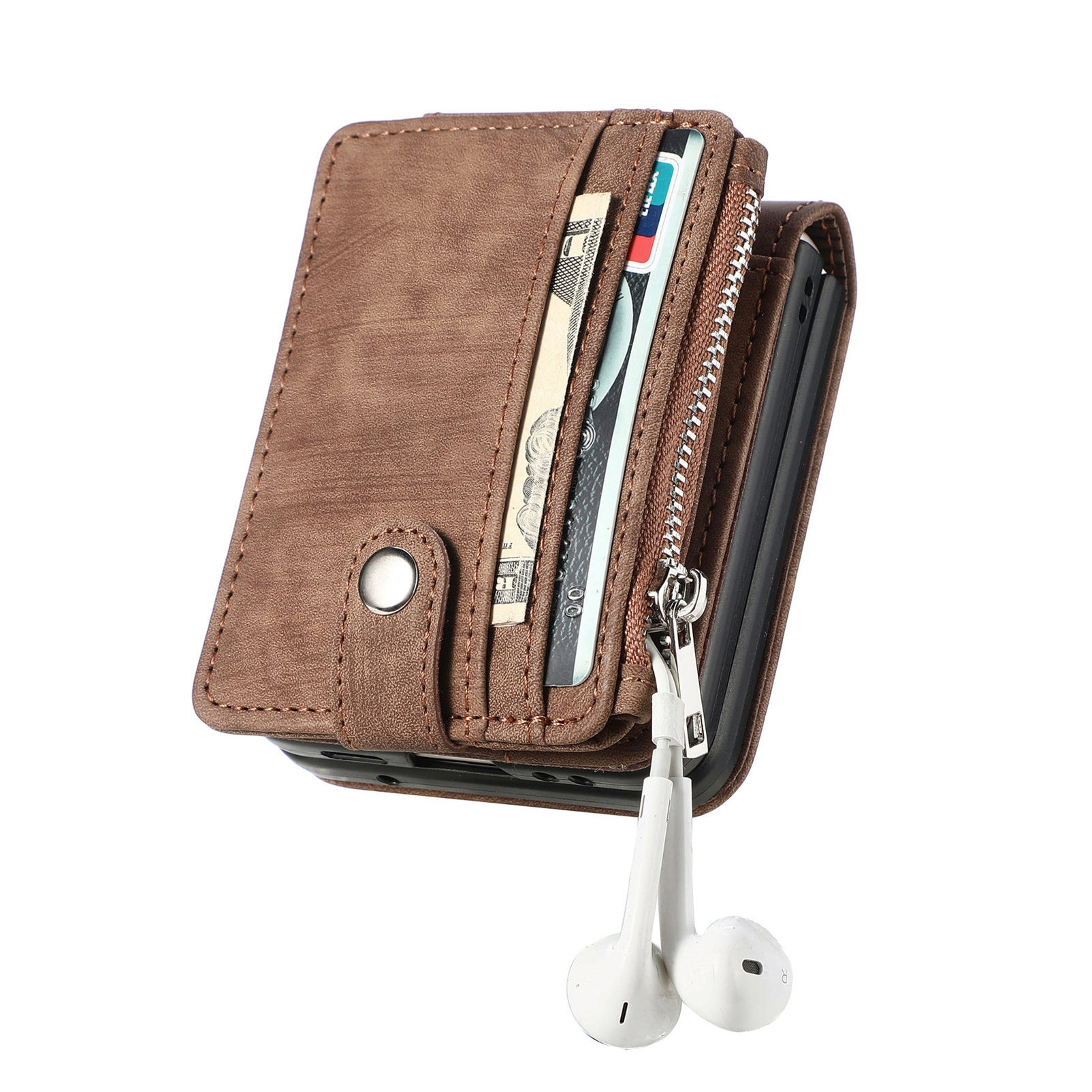 Mobilfodral Multi-slot Zipper Samsung Galaxy Z Flip 7 Brun