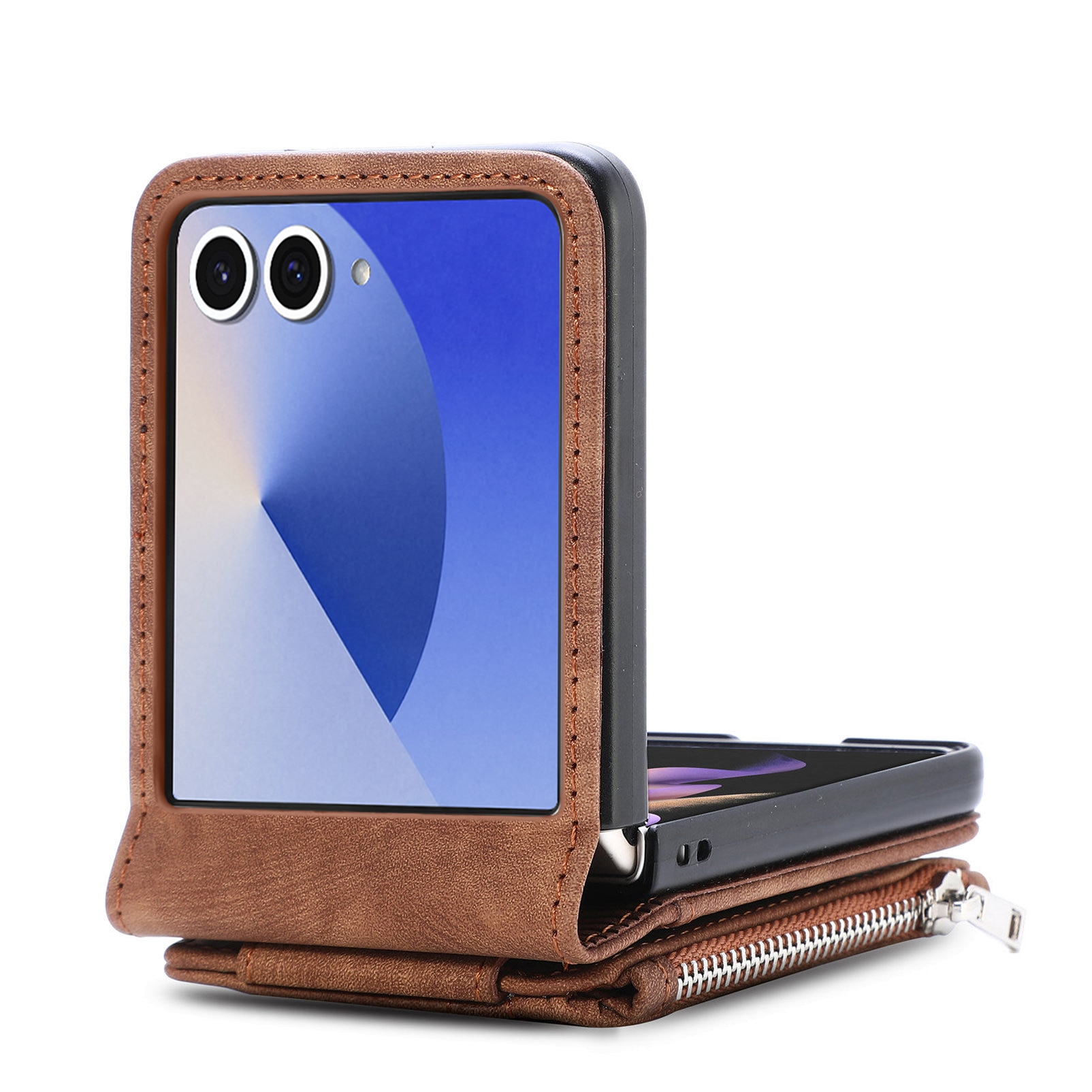 Mobilfodral Multi-slot Zipper Samsung Galaxy Z Flip 7 Brun