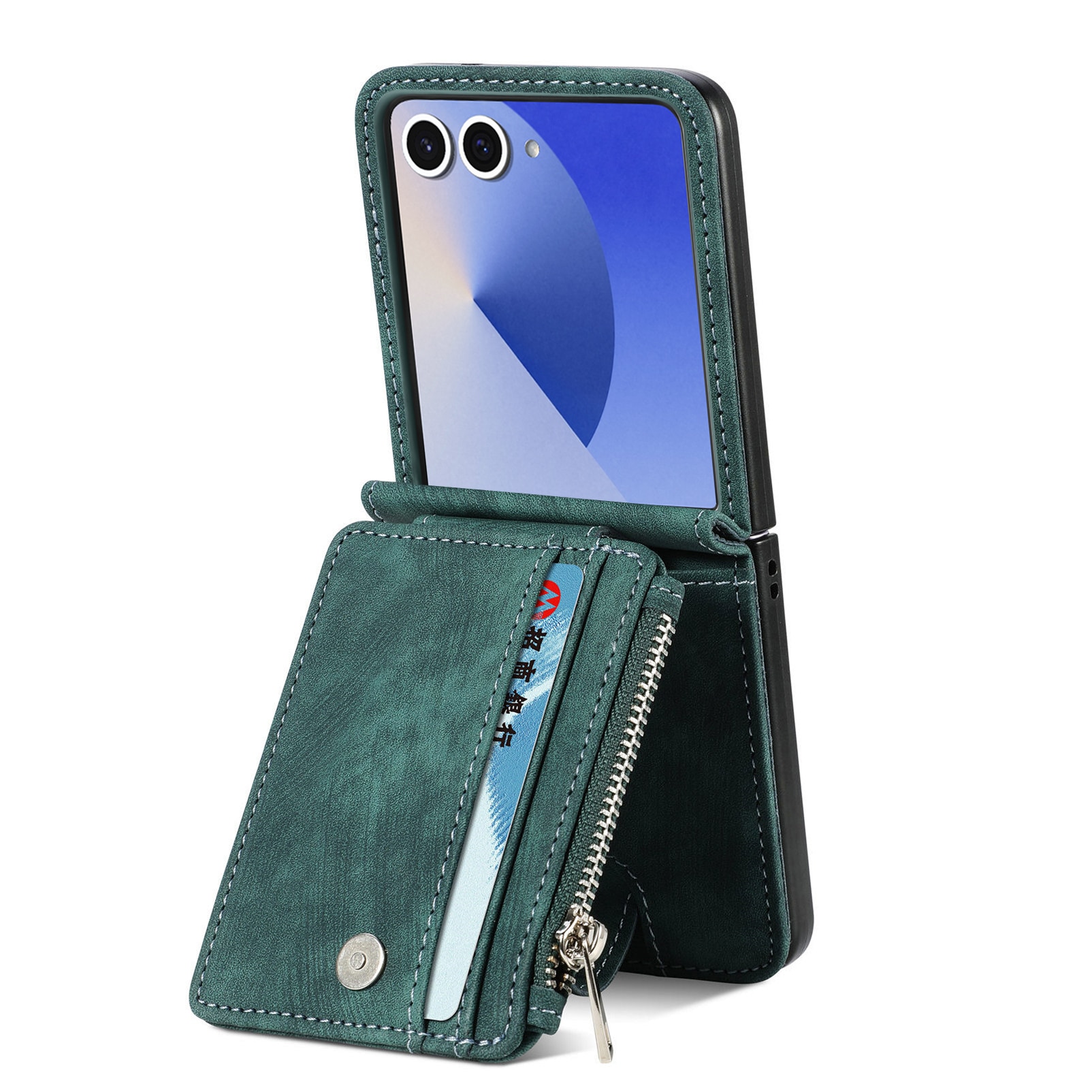 Mobilfodral Multi-slot Zipper Samsung Galaxy Z Flip 7 Grön