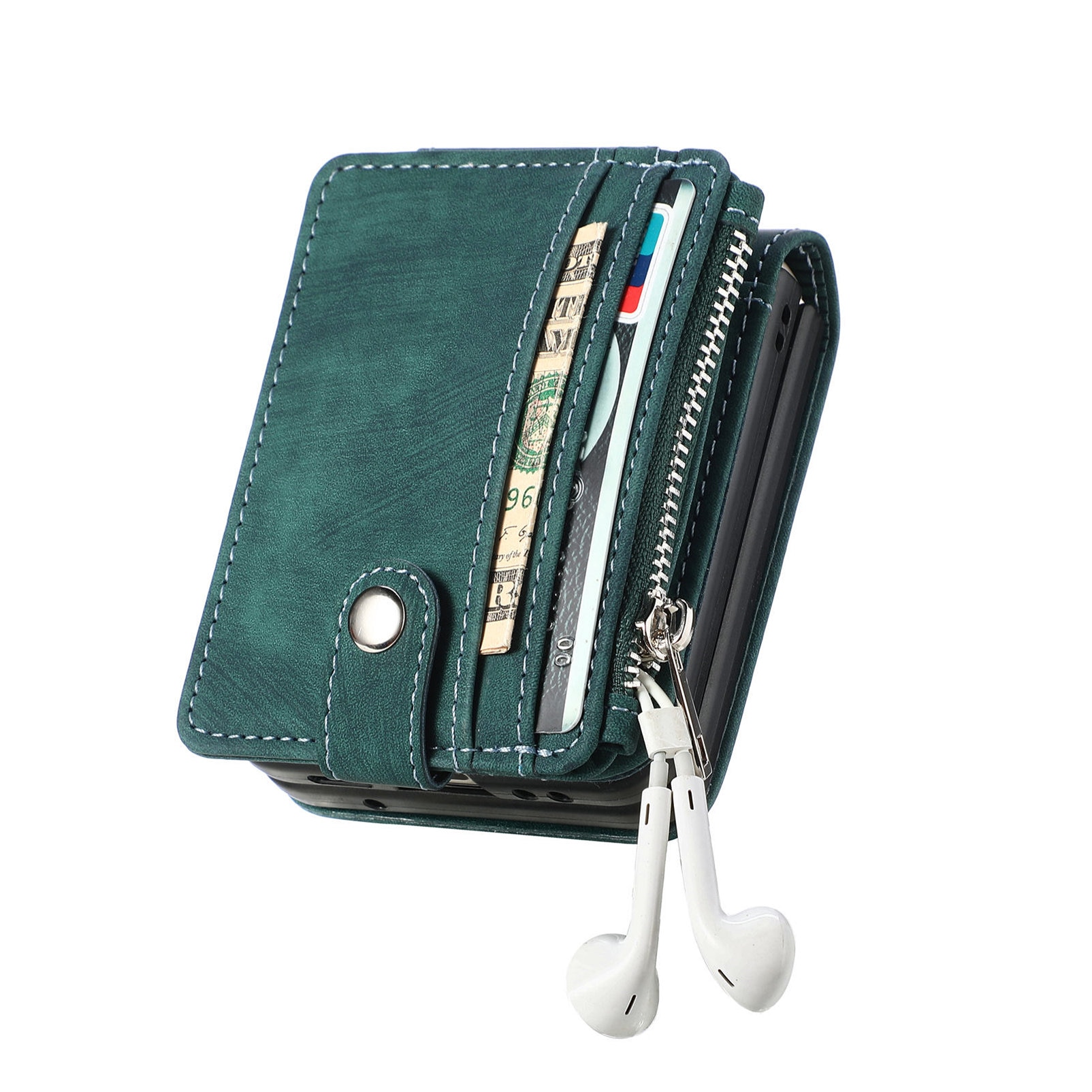 Mobilfodral Multi-slot Zipper Samsung Galaxy Z Flip 7 Grön