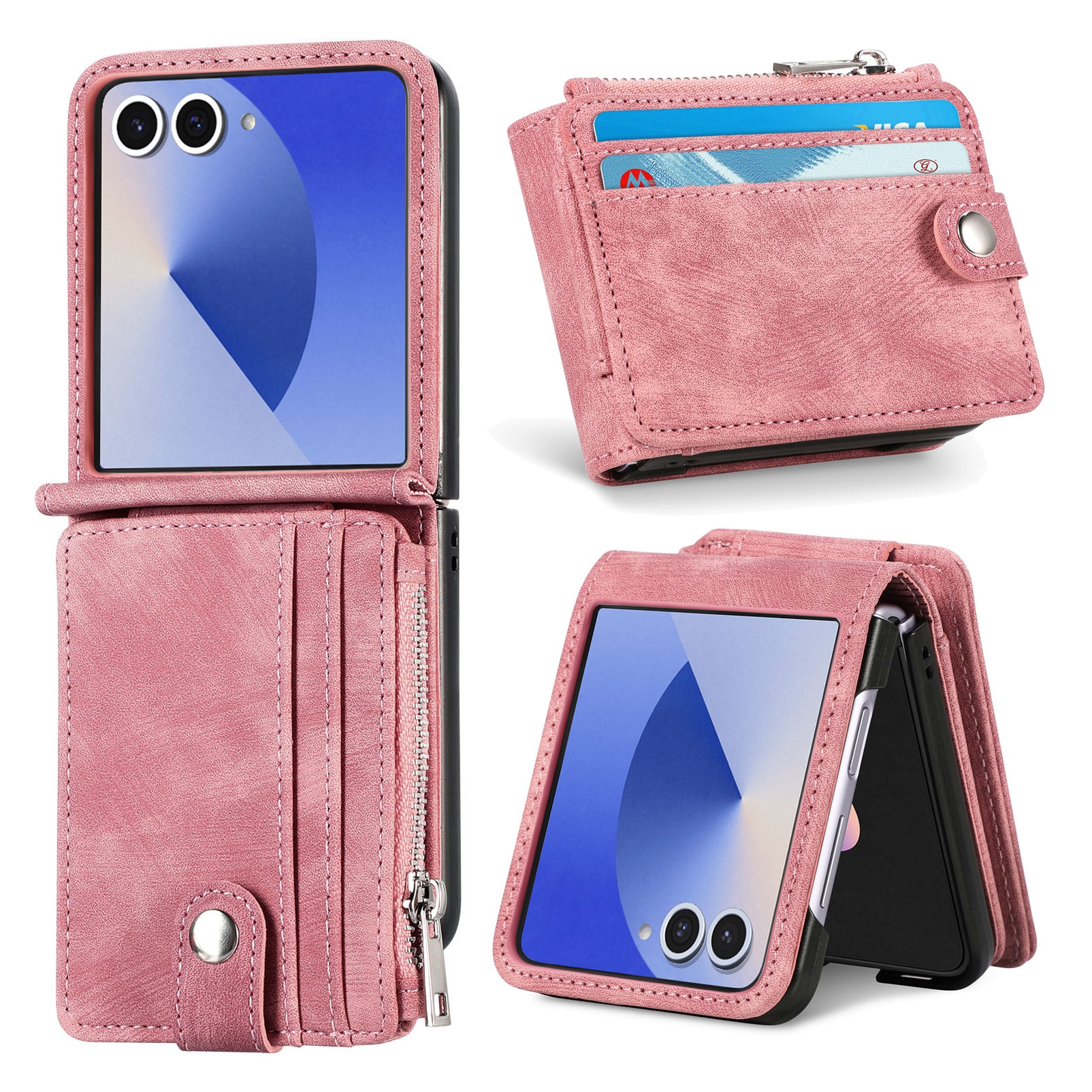 Mobilfodral Multi-slot Zipper Samsung Galaxy Z Flip 7 Rosa
