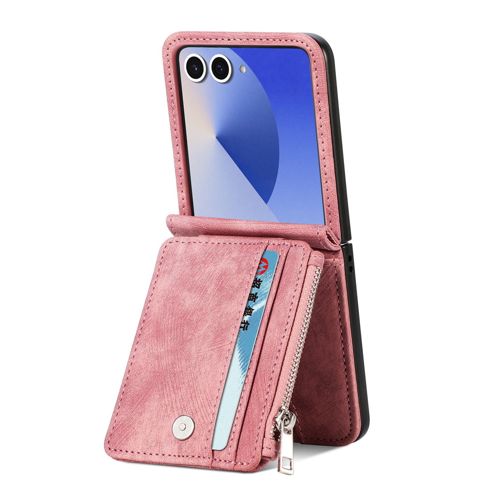 Mobilfodral Multi-slot Zipper Samsung Galaxy Z Flip 7 Rosa