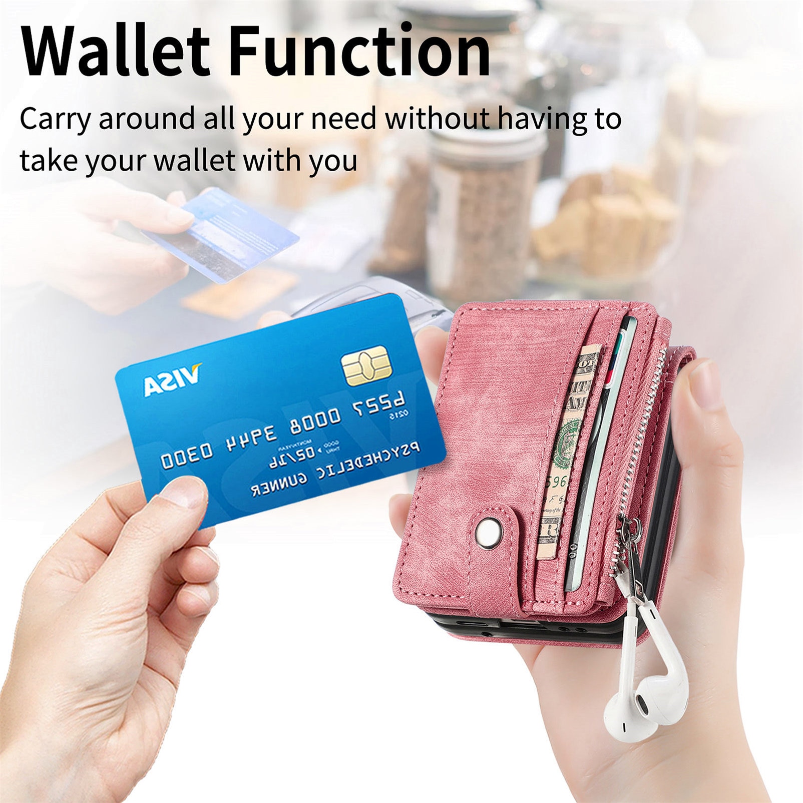 Mobilfodral Multi-slot Zipper Samsung Galaxy Z Flip 7 Rosa