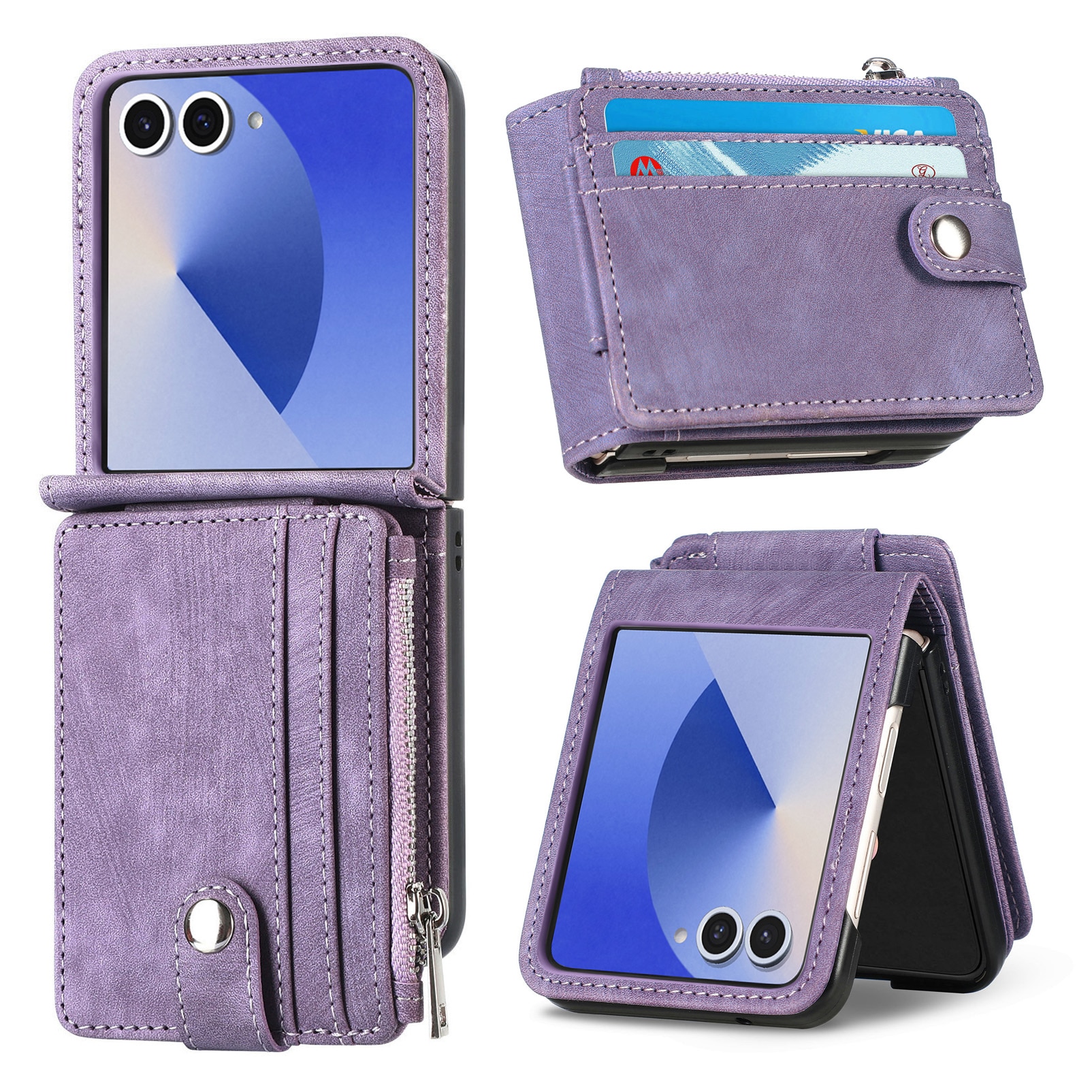 Mobilfodral Multi-slot Zipper Samsung Galaxy Z Flip 7 Lila