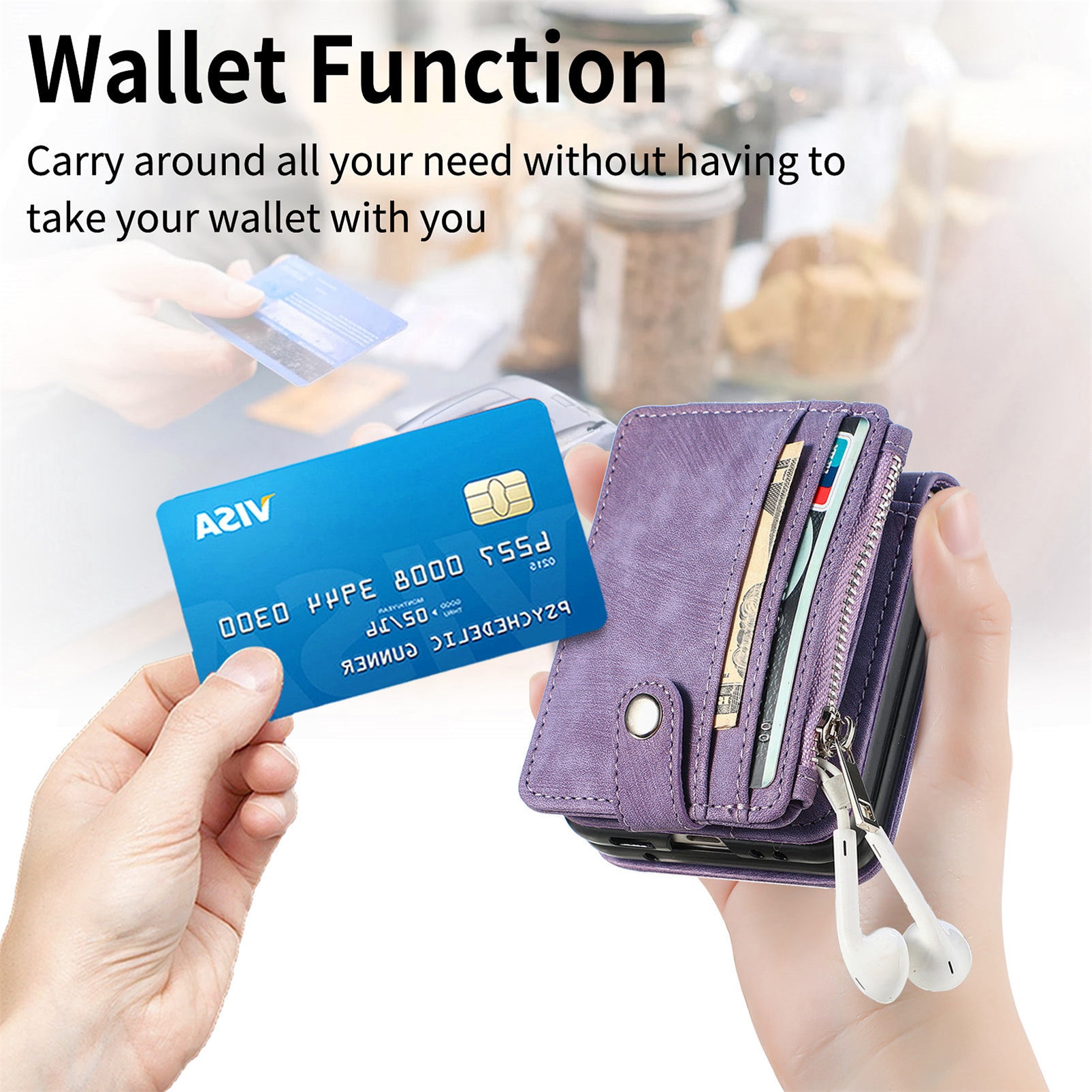 Mobilfodral Multi-slot Zipper Samsung Galaxy Z Flip 7 Lila
