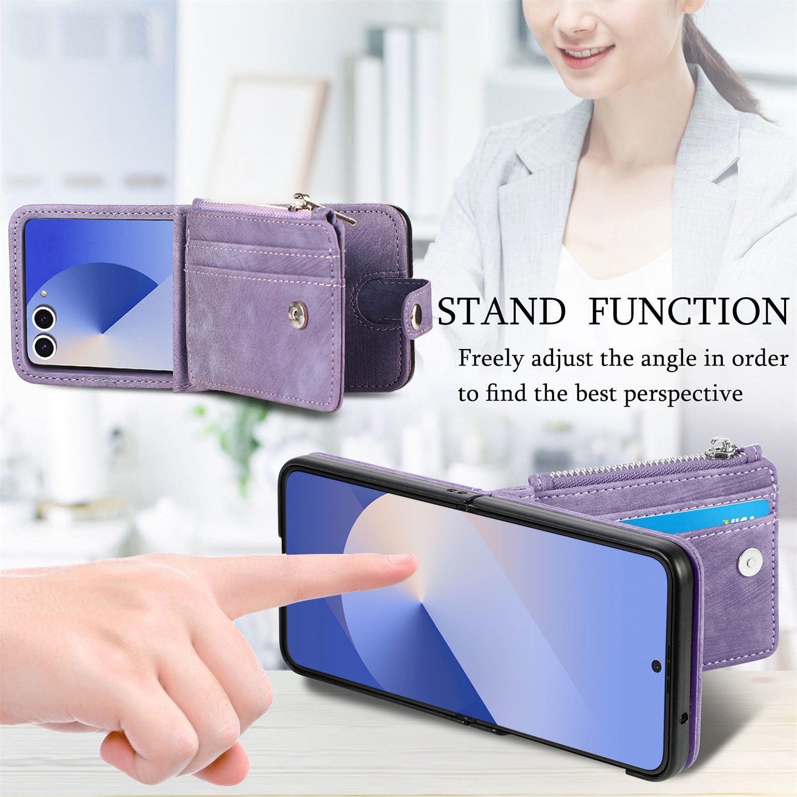 Mobilfodral Multi-slot Zipper Samsung Galaxy Z Flip 7 Lila