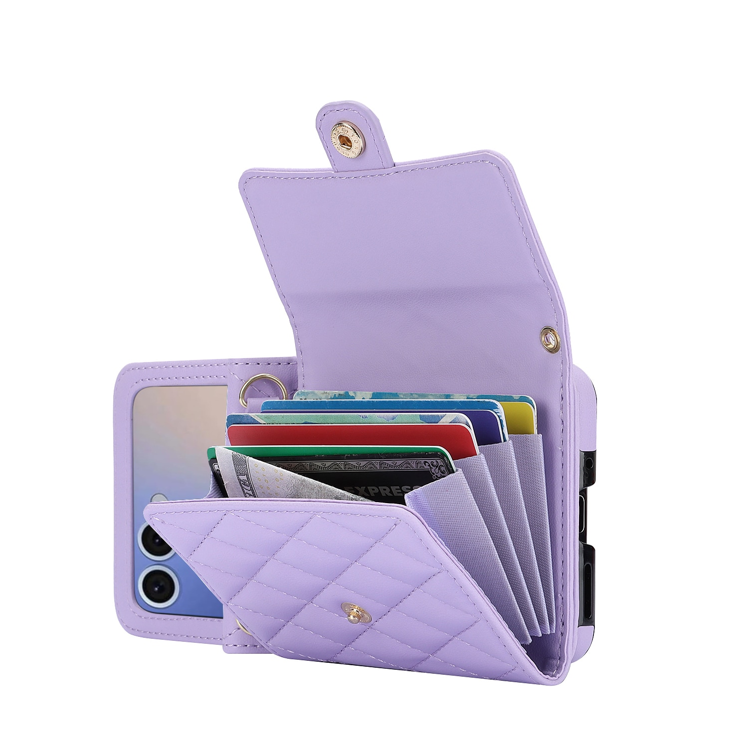 Plånboksväska RFID-skydd Samsung Galaxy Z Flip 7 Quilted Lila
