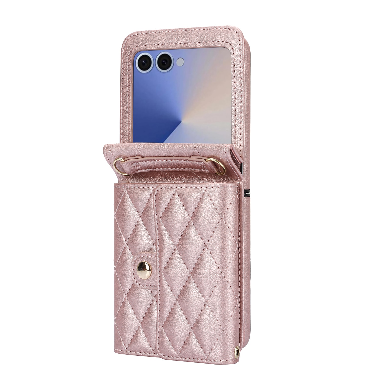 Plånboksväska RFID-skydd Samsung Galaxy Z Flip 7 Quilted Roséguld
