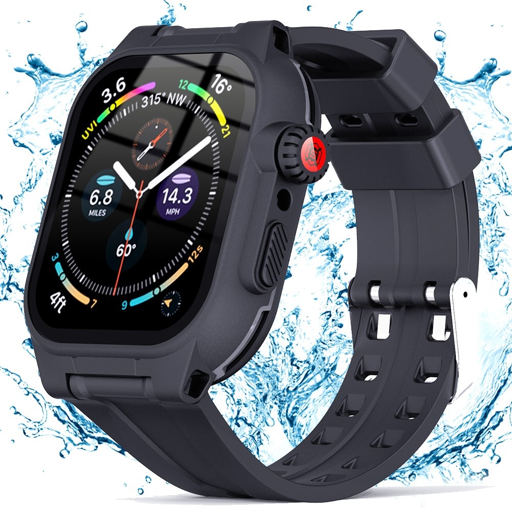 Vattentätt Skal + Silikonarmband Apple Watch 45mm Series 8 svart