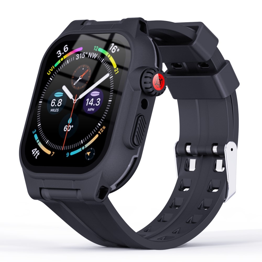 Vattentätt Skal + Silikonarmband Apple Watch 45mm Series 8 svart