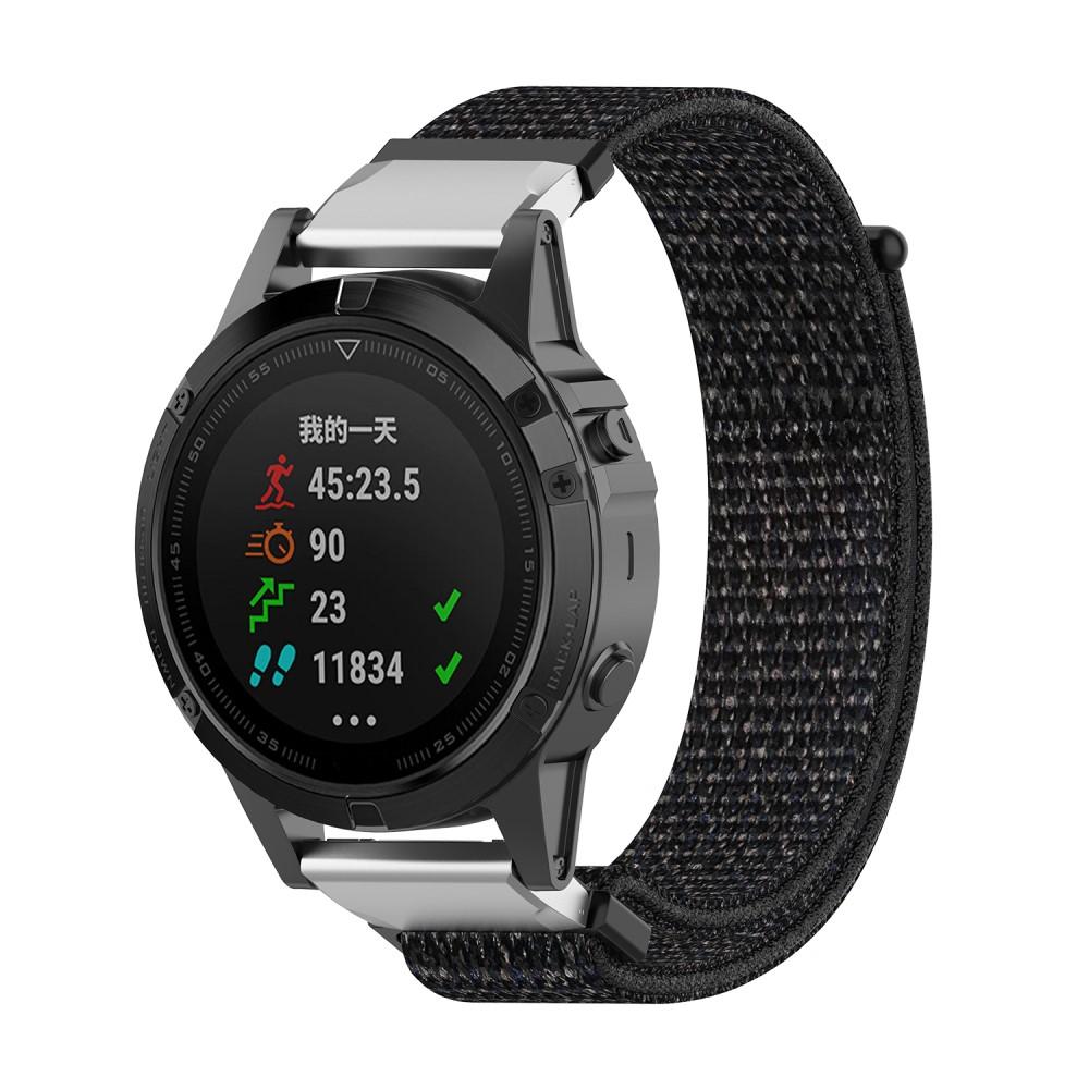 Nylonarmband Garmin Fenix 5/5 Plus/6/6 Pro/7 svart/silver