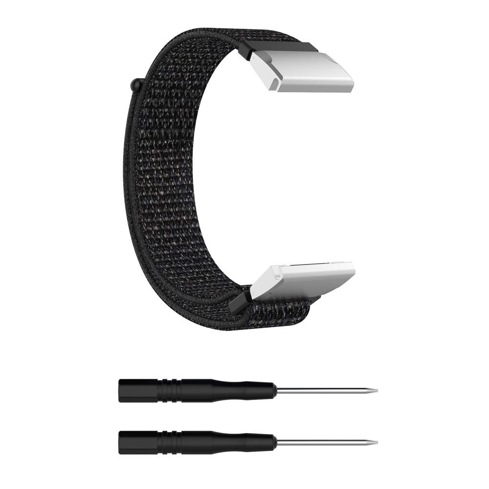 Nylonarmband Garmin Fenix 5/Fenix 5 Plus/Fenix 7/Fenix 6 Pro/Fenix 6 Svart