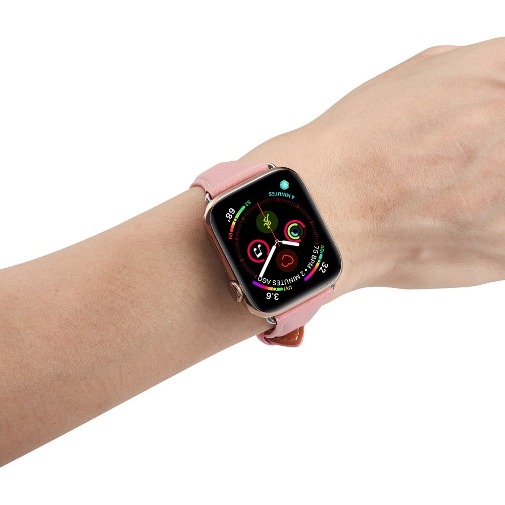 Slim Läderarmband Apple Watch 45mm Series 7 rosa