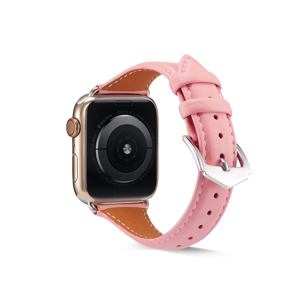 Slim Läderarmband Apple Watch 45mm Series 8 rosa