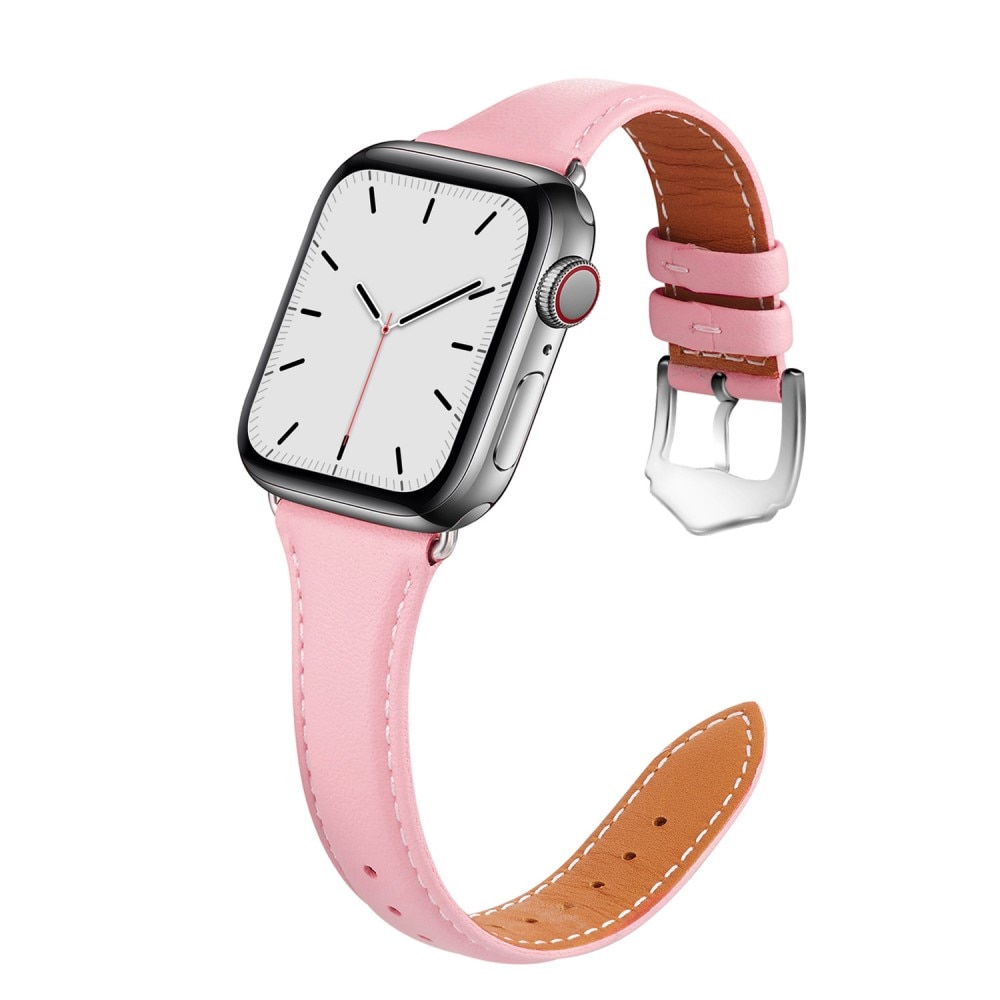 Slim Läderarmband Apple Watch 45mm Series 8 rosa