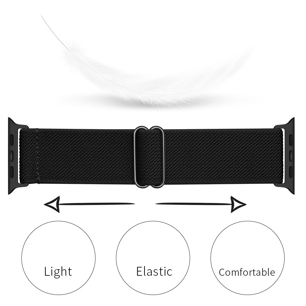 Elastiskt Nylonarmband Apple Watch 45mm Series 8 svart