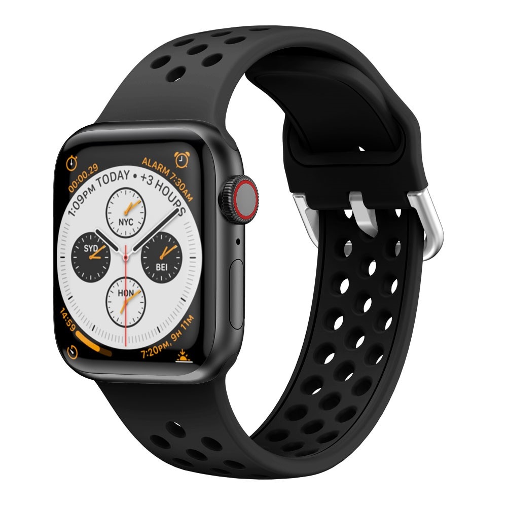 Silikonarmband Sport Apple Watch 42/44/45 mm svart