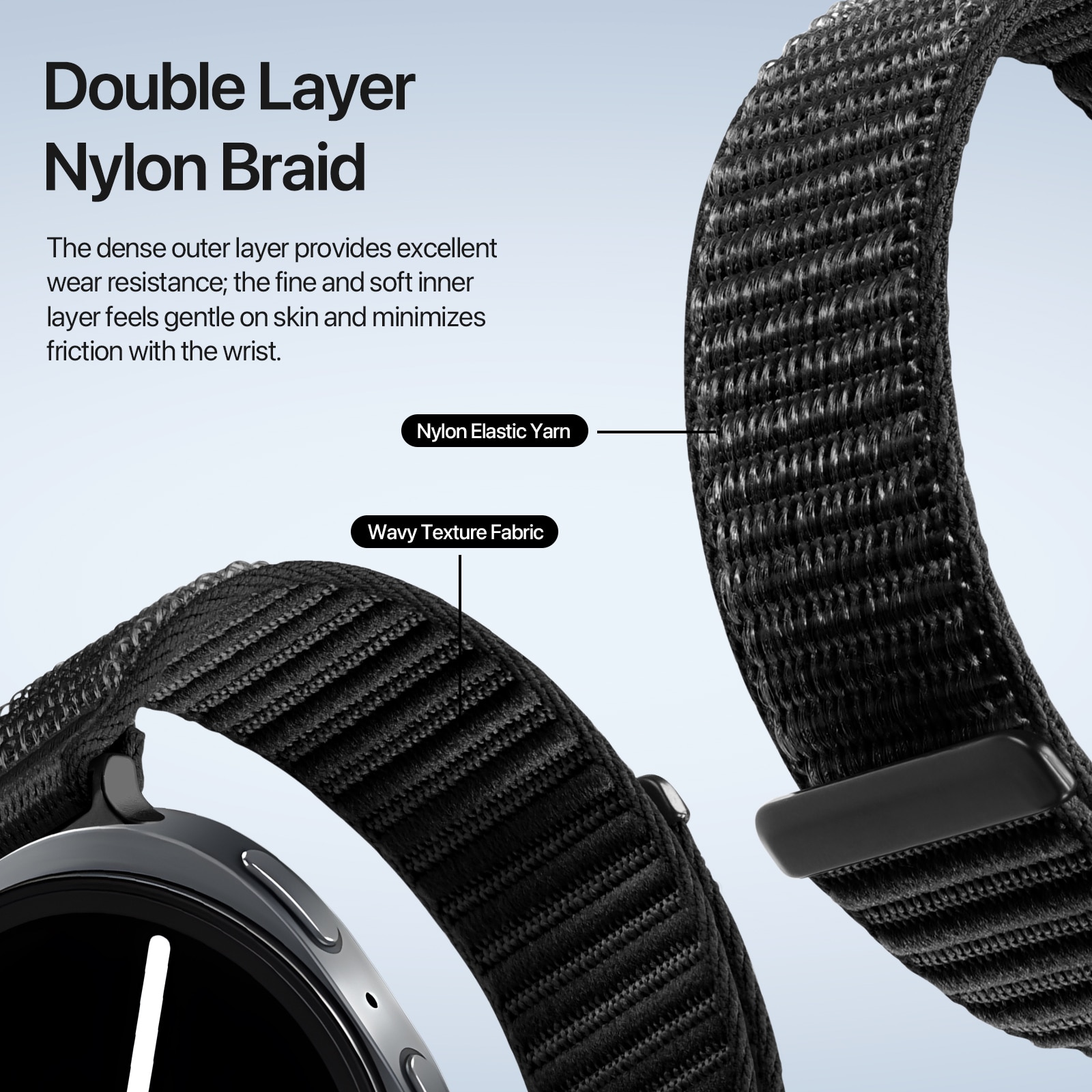 Nylon Armband Samsung Galaxy Watch 8 40mm Svart