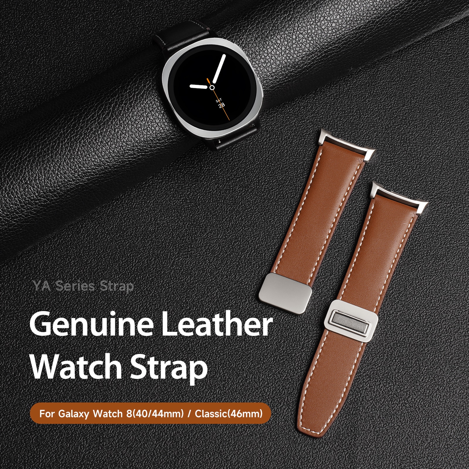 Läderarmband Samsung Galaxy Watch 8 Classic Brun