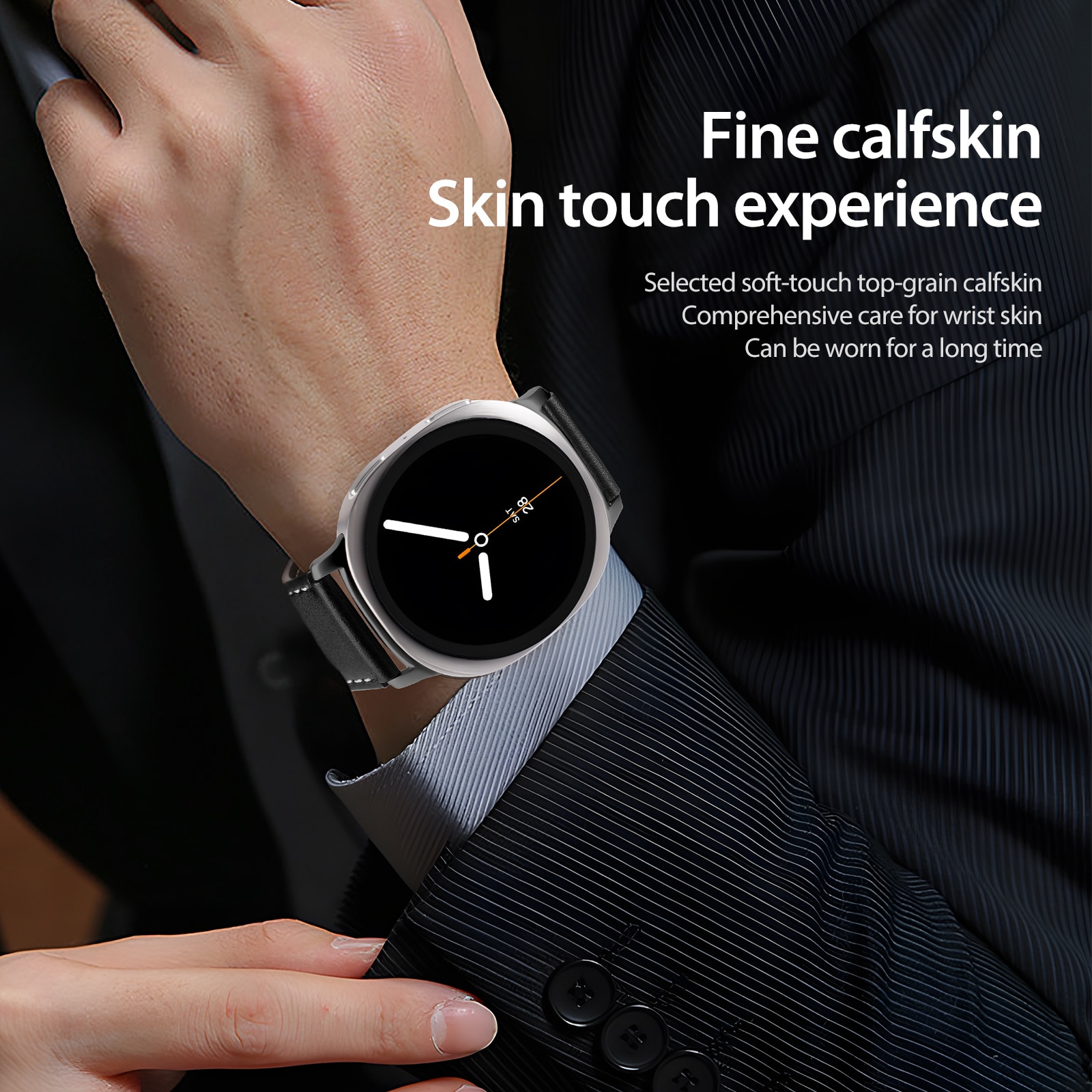Läderarmband Samsung Galaxy Watch 8 Classic Svart