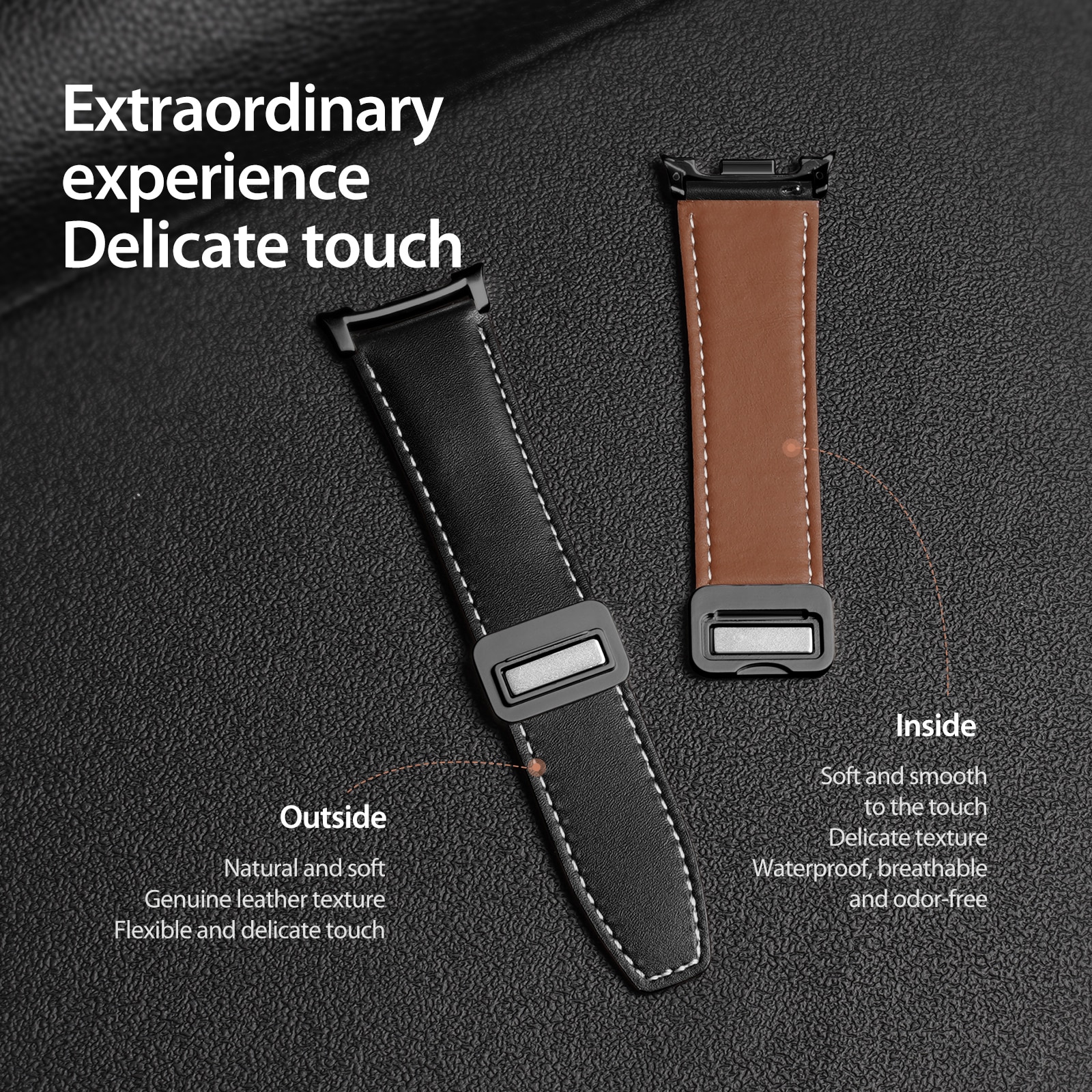 Läderarmband Samsung Galaxy Watch 8 Classic Svart