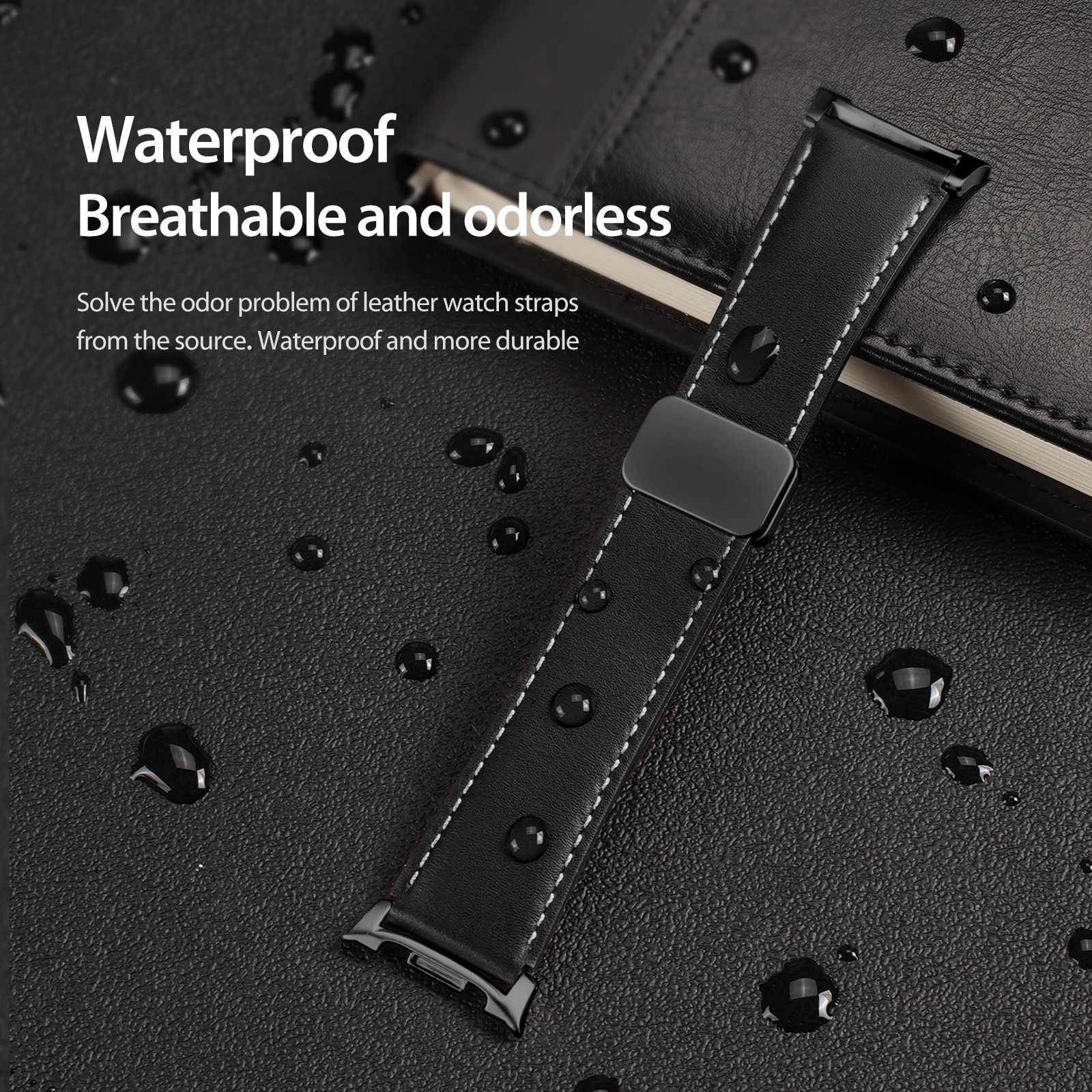 Läderarmband Samsung Galaxy Watch 8 Classic Svart