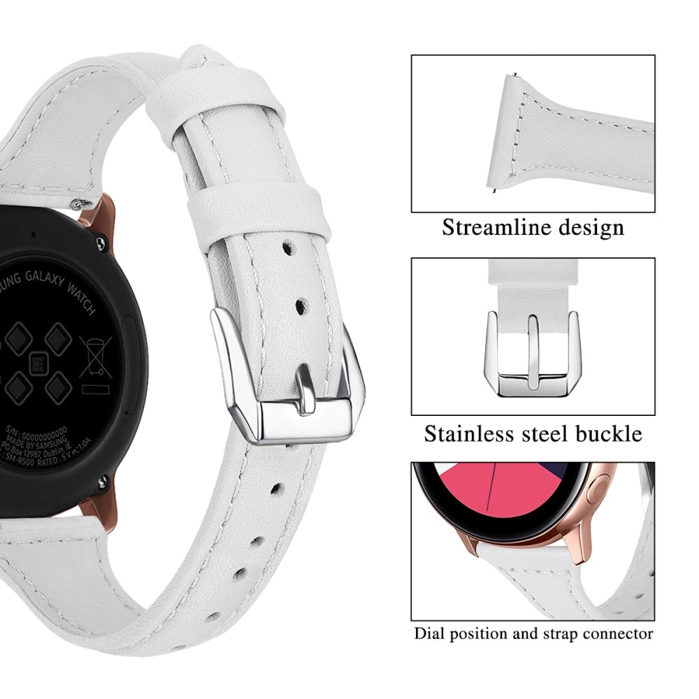Slim Läderarmband Galaxy Watch 4 40/42/44/46 mm vit