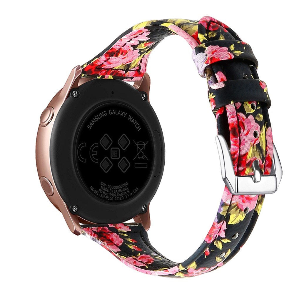 Slim Läderarmband Galaxy Watch 4 40/42/44/46 mm svart blommor