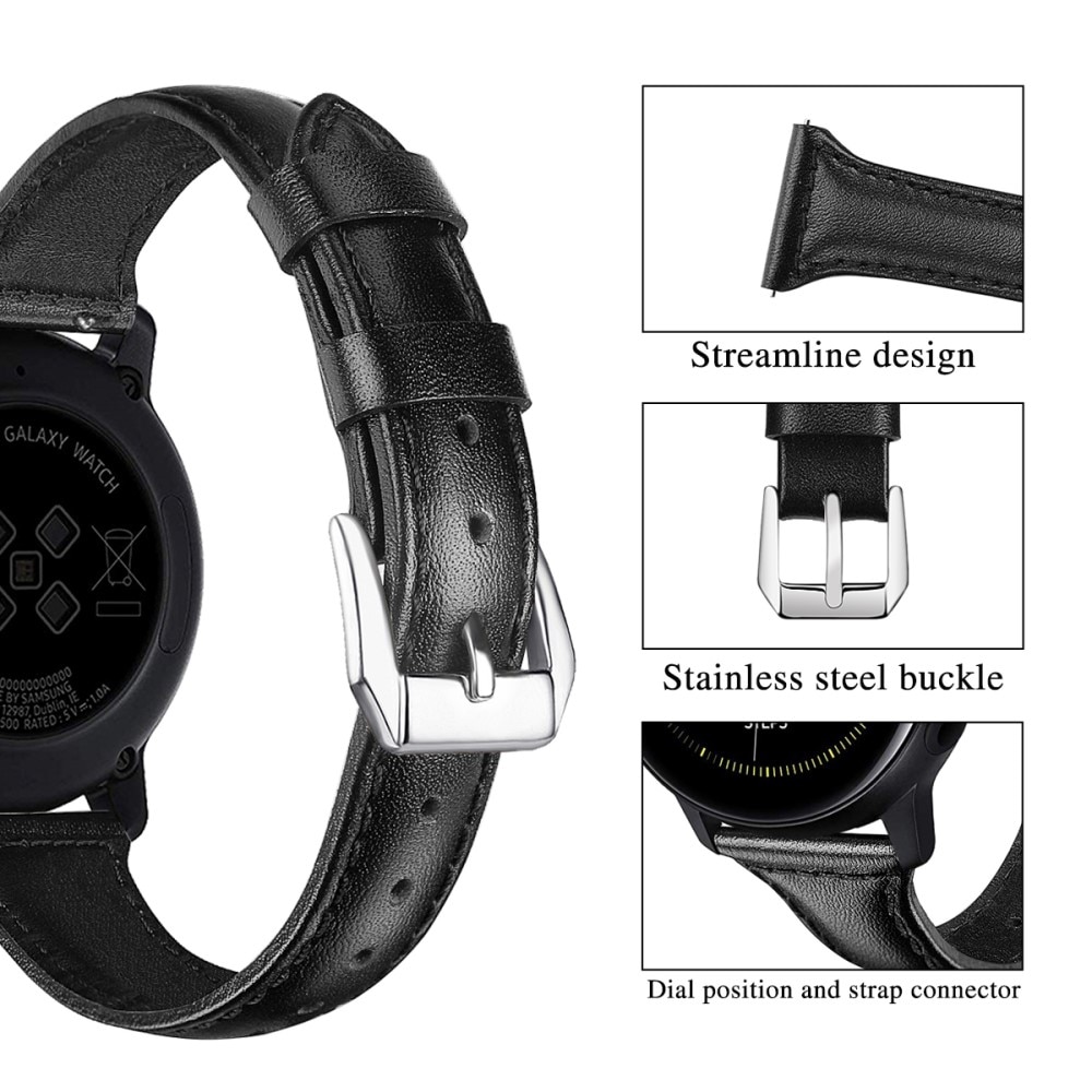 Slim Läderarmband Galaxy Watch 4 40/42/44/46 mm svart