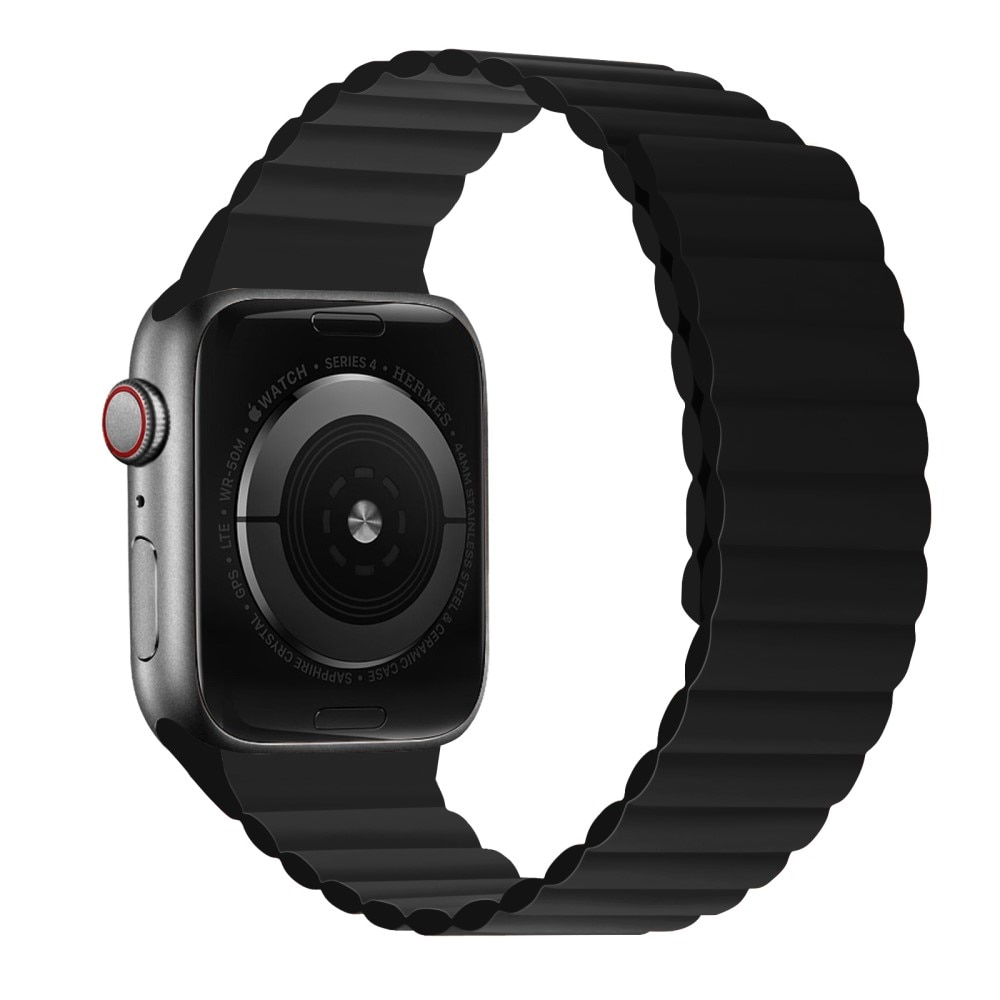 Magnetiskt silikonarmband Apple Watch 45mm Series 9 svart