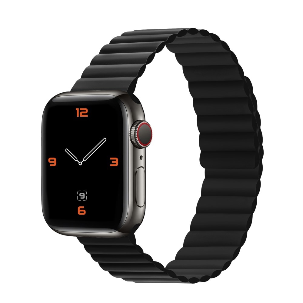 Magnetiskt silikonarmband Apple Watch 45mm Series 9 svart