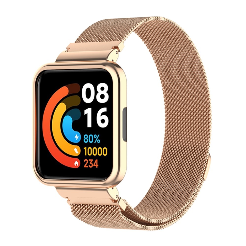 Skal+Armband Milanese Xiaomi Redmi Watch 2 Lite roséguld