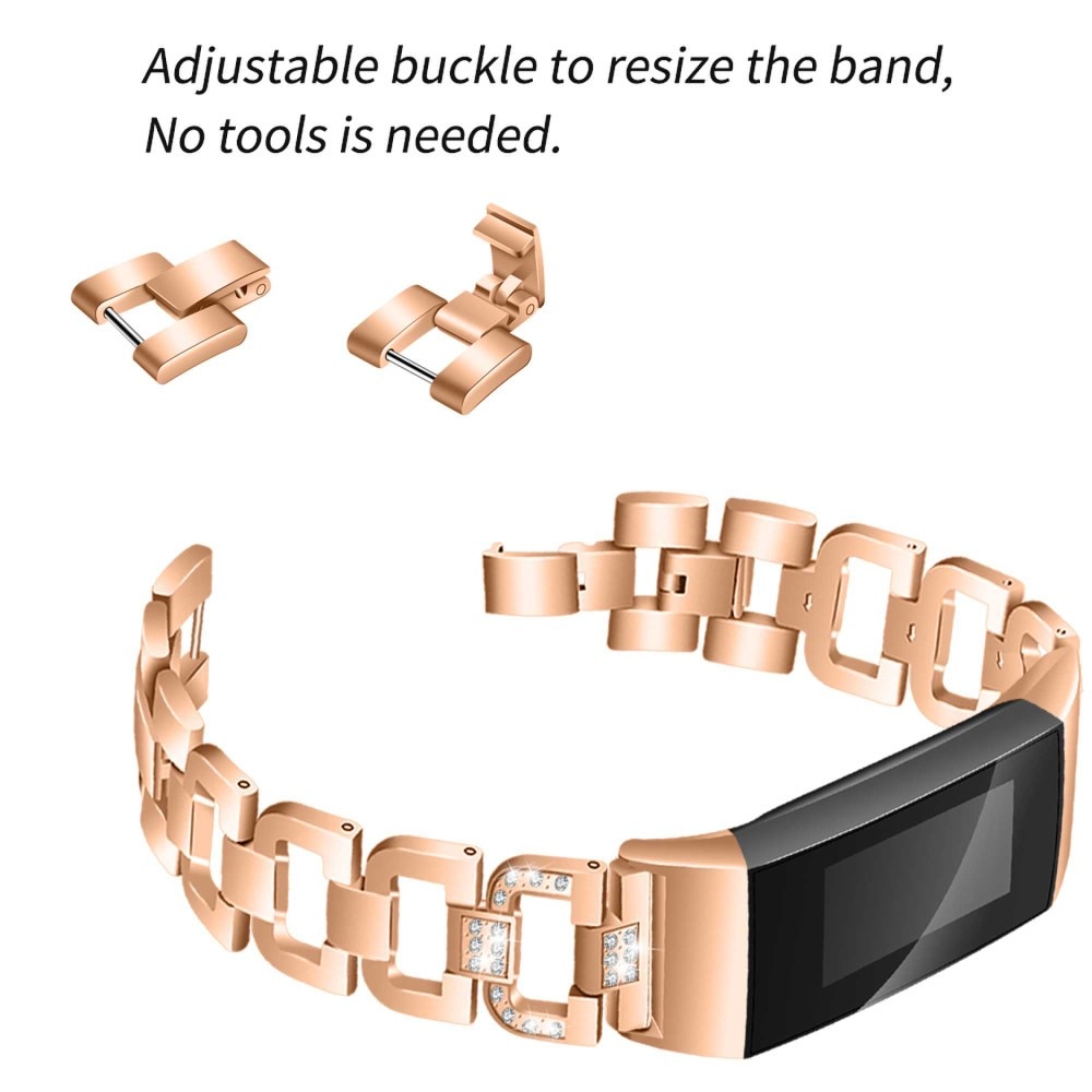 Rhinestone Bracelet Fitbit Charge 3/4 Rose Gold