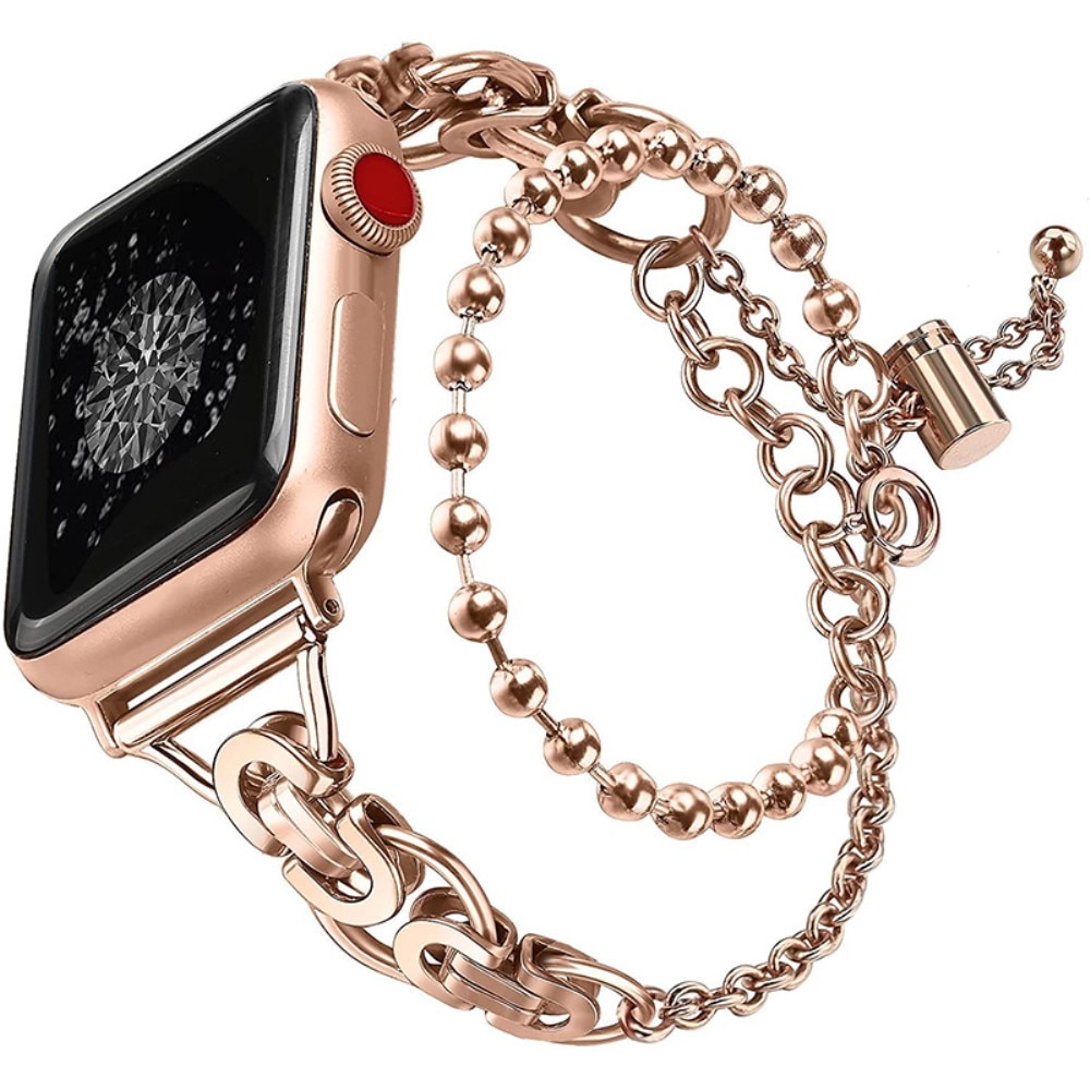 Apple Watch 42/44/45 mm Metallarmband med pärlor roséguld
