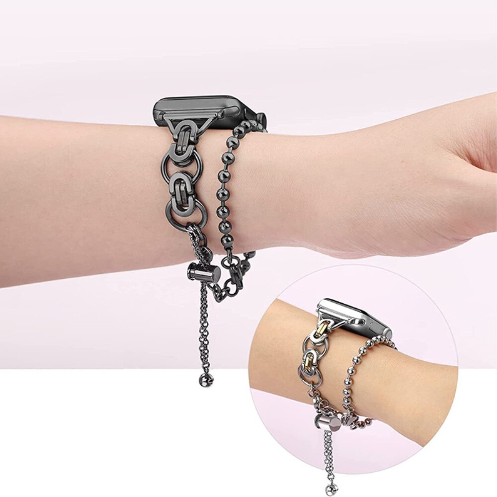 Apple Watch Series 10 46mm Metallarmband med pärlor svart