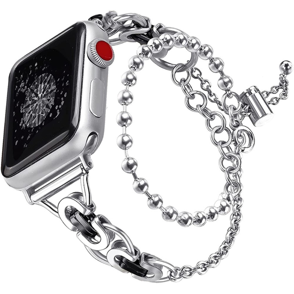 Apple Watch 38/40/41 mm Metallarmband med pärlor silver