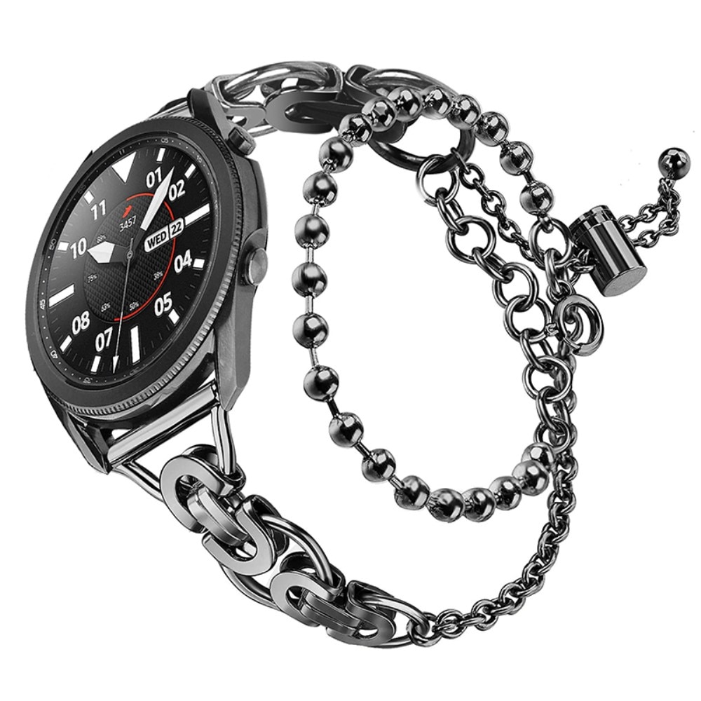 Galaxy Watch 4 40/42/44/46mm Metallarmband med pärlor svart