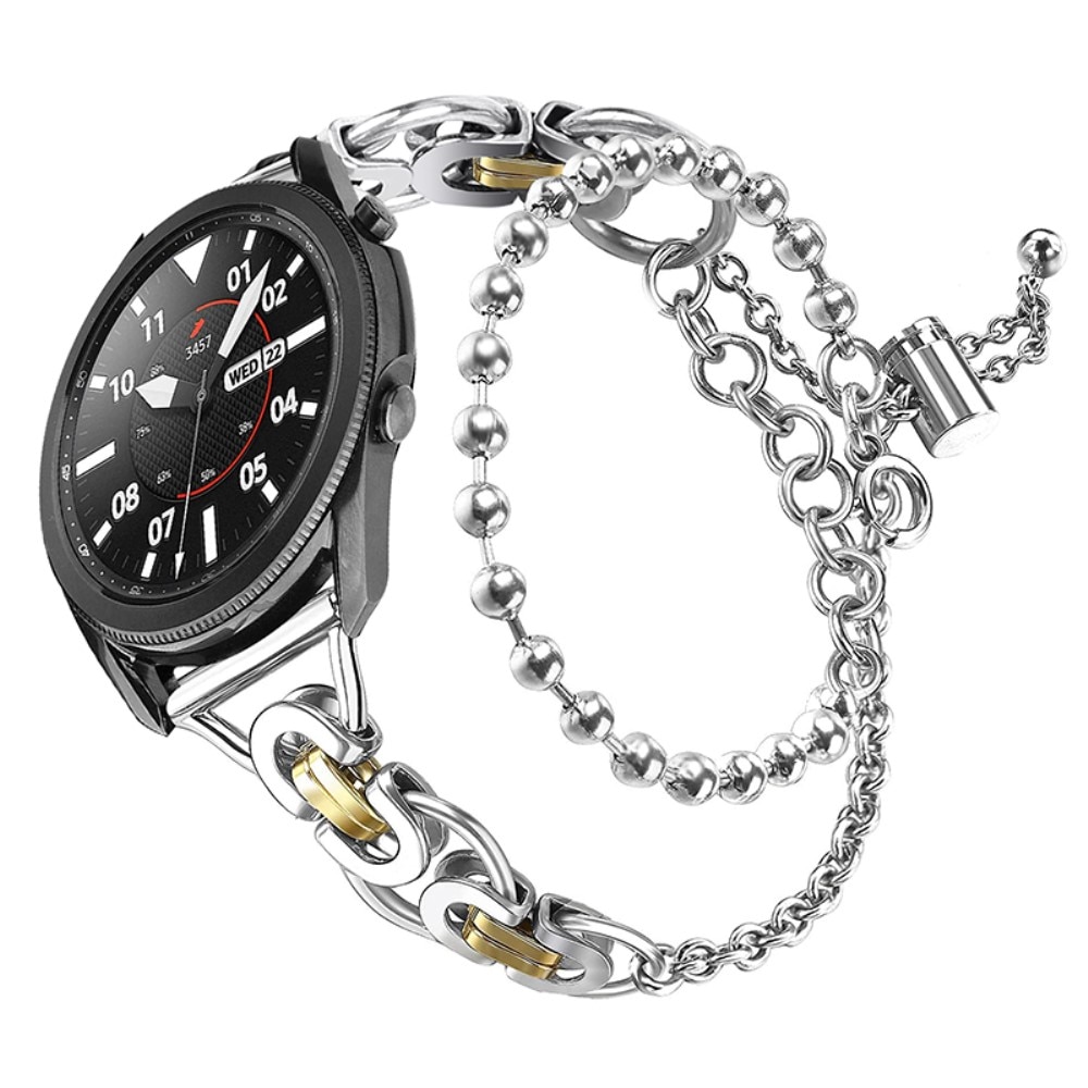 Galaxy Watch 4 40/42/44/46mm Metallarmband med pärlor silver/guld
