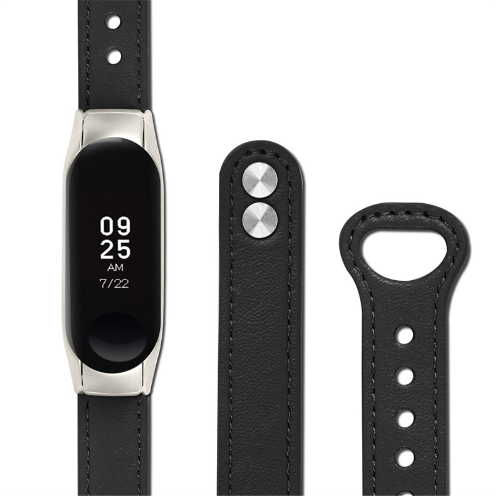 Klassikt Läderarmband Xiaomi Mi Band 5/6 svart