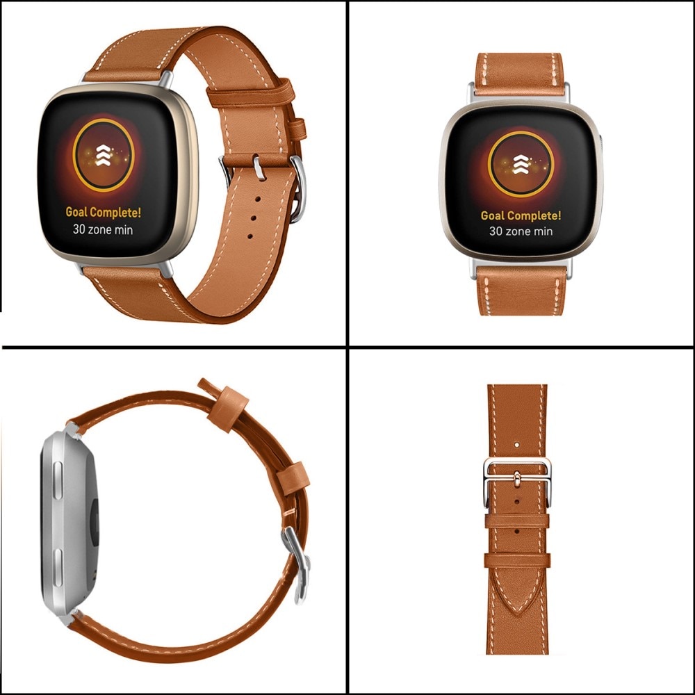 Läderarmband Fitbit Sense 2 Brun