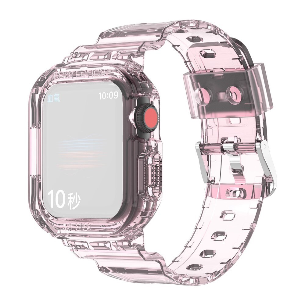 Apple Watch 45mm Series 9 Crystal Skal + Armband rosa