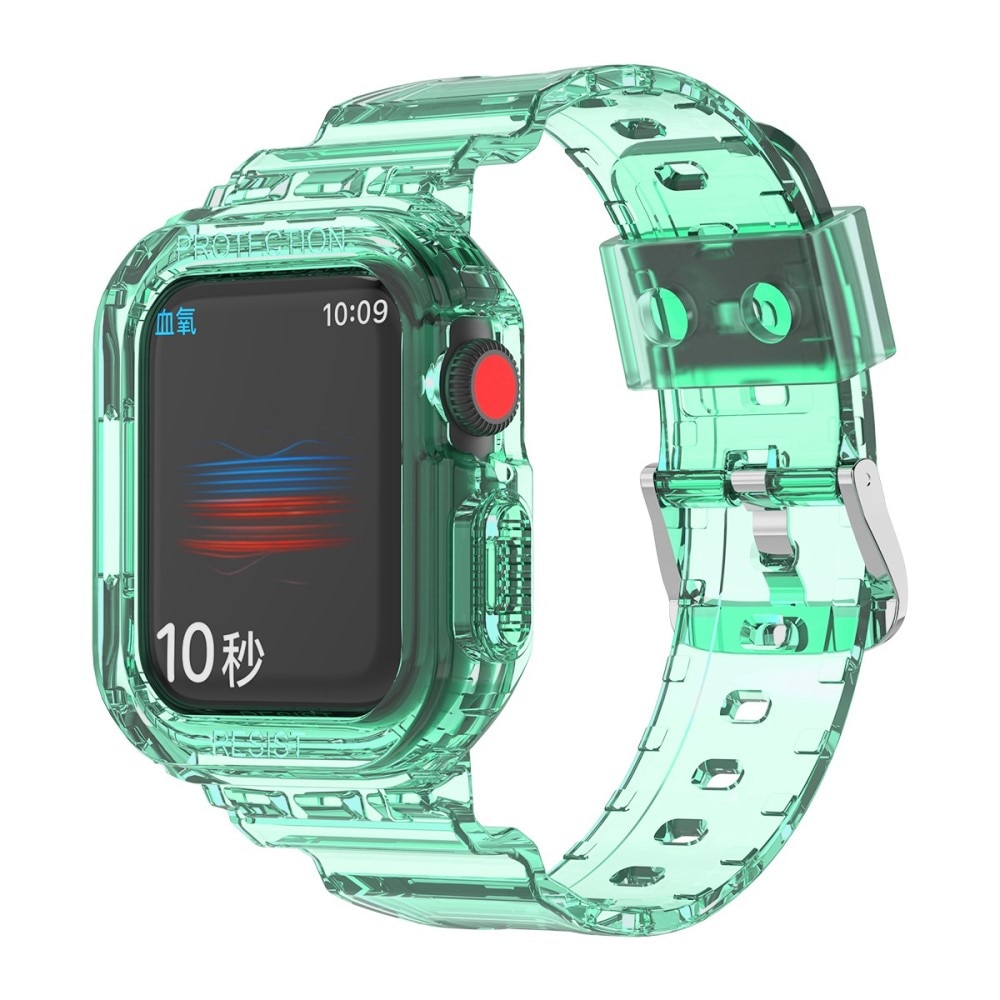 Apple Watch 45mm Series 7 Crystal Skal + Armband grön