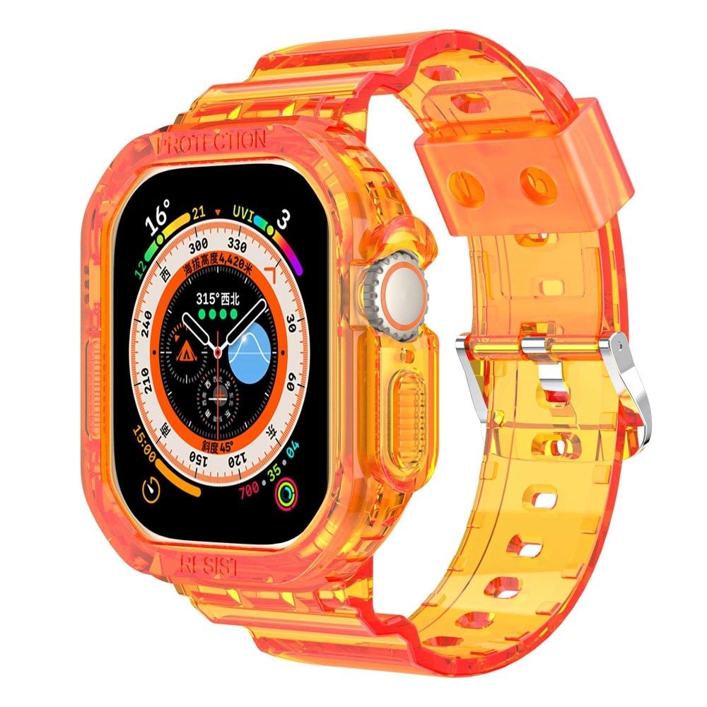 Apple Watch Ultra 49mm Crystal Skal+Armband orange