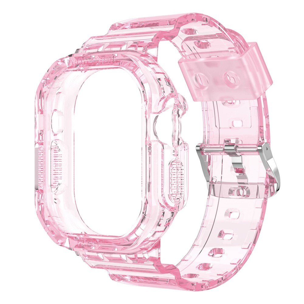 Apple Watch Ultra 49mm Crystal Skal+Armband rosa