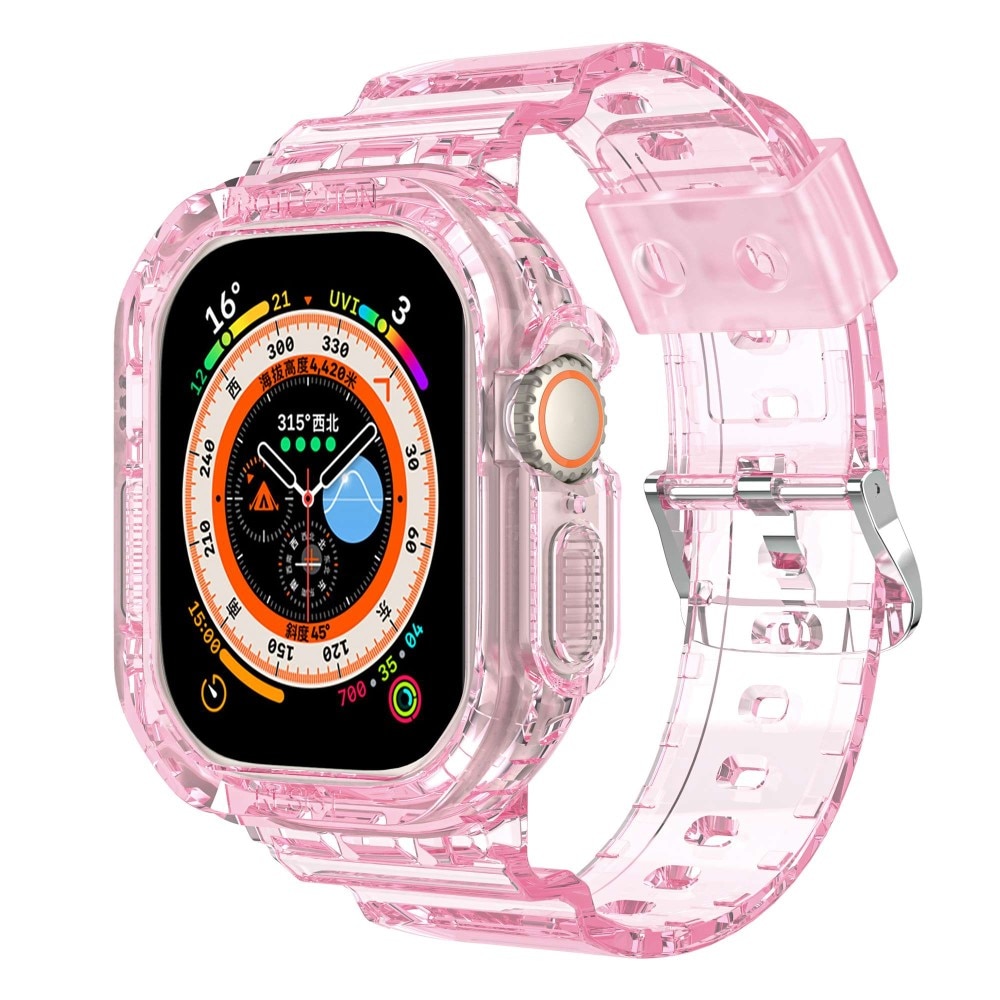 Apple Watch Ultra 49mm Crystal Skal+Armband rosa