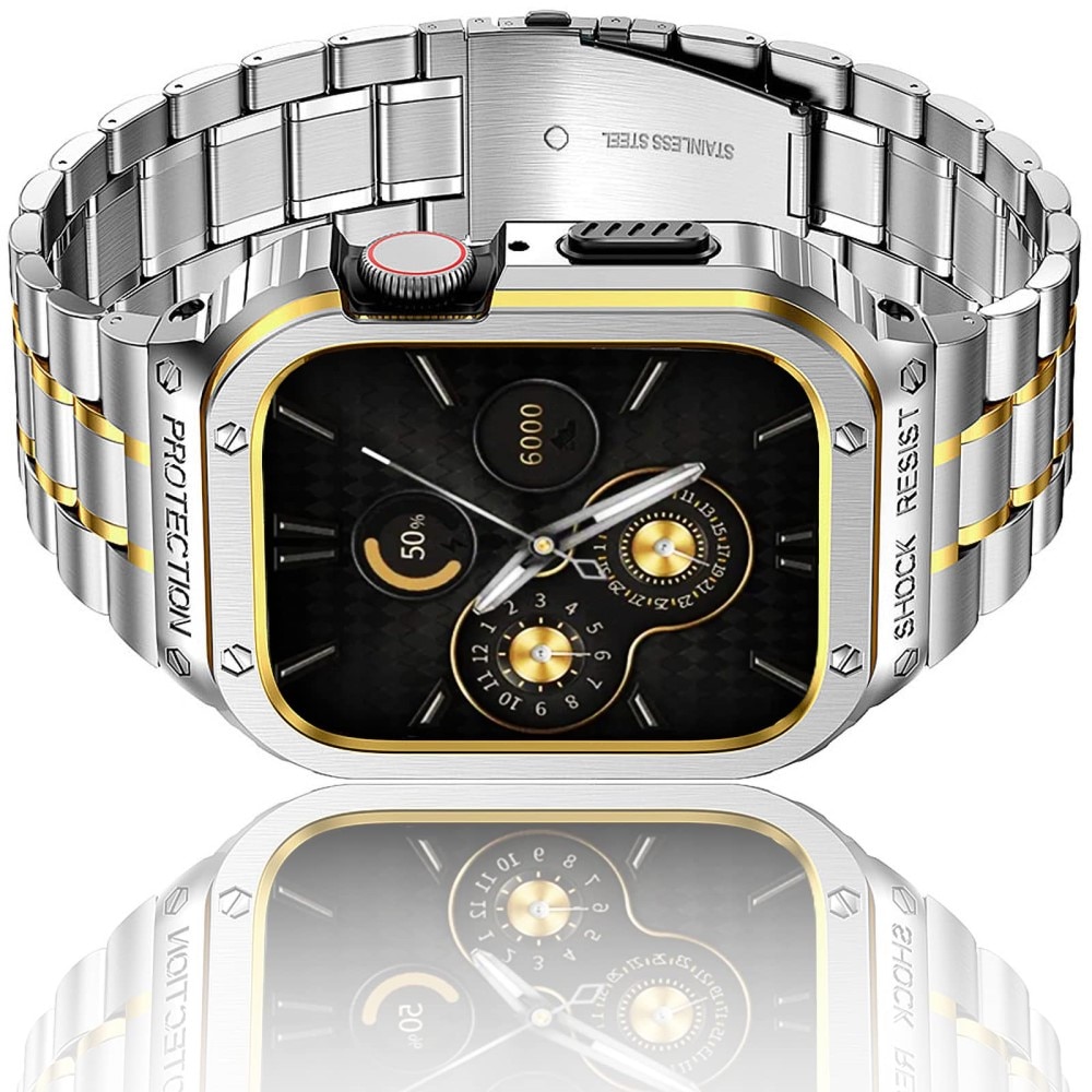 Apple Watch SE 44mm Full Metal Armband silver/guld