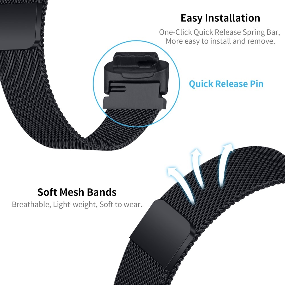 Armband Milanese Fitbit Inspire 3 svart